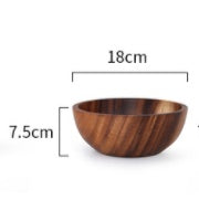 Natural wooden fruit and salad bowl by LuxeGlow Essentials, perfect for home or restaurant use, with a warm, rustic finish.