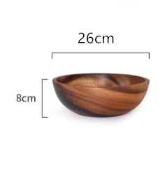 LuxeGlow Essentials wooden fruit salad bowl for kitchen or restaurant, natural wood finish, versatile food container and serving bowl