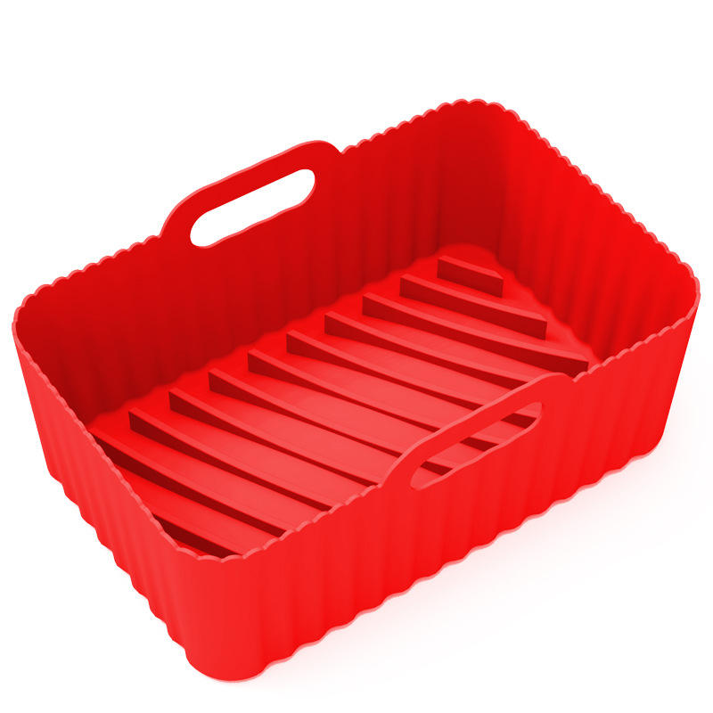 Reusable silicone air fryer liner from PureGlow, heat-resistant kitchen accessory for easy air fryer cooking and cleanup.