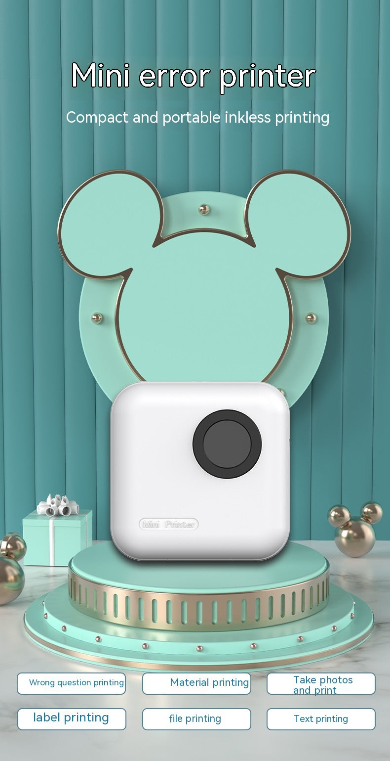 PureGlow mini thermal printer for photos, portable compact device with paper roll, ideal for printing small photos on the go.