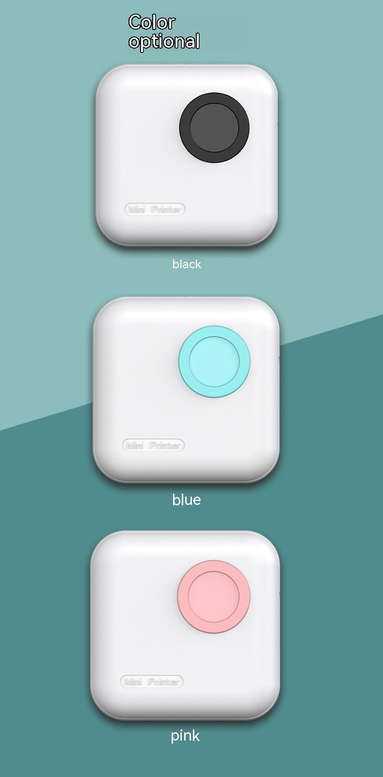 PureGlow mini thermal printer for photos, portable small size with sleek design, ideal for on-the-go printing and quick photo prints.
