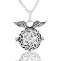 PureGlow Rose Angel Wings aromatherapy necklace featuring a delicate rose and angel wing pendant, designed for soothing aromatherapy.