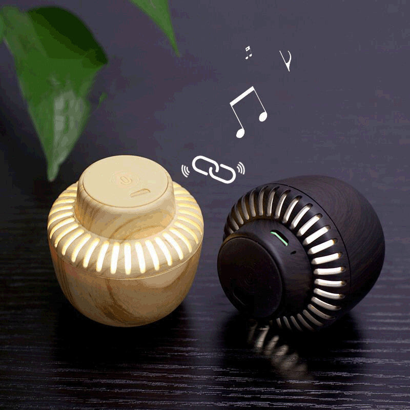 LuxeGlow Essentials portable mushroom-shaped TWS audio pair with LED night light and compact charging box, ideal for on-the-go listening.