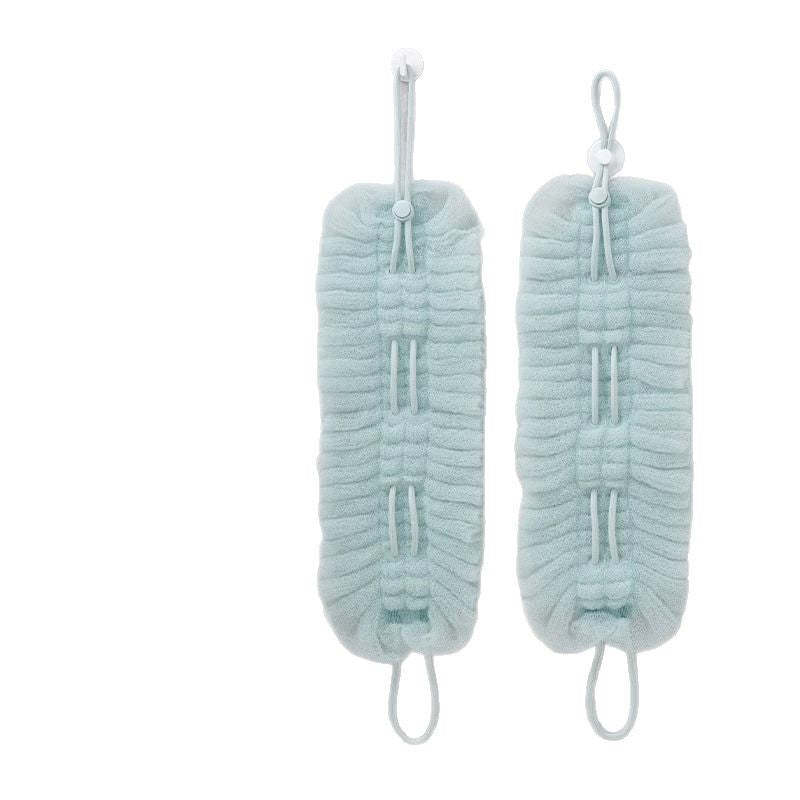 PureGlow stretchable loofah bath towel for exfoliating and drying, showing its soft, textured surface and flexible design.