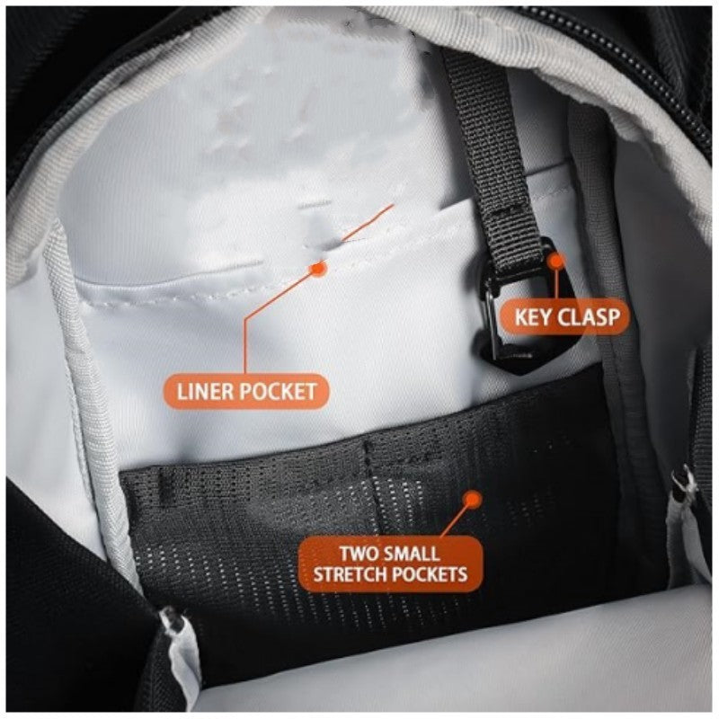 PureGlow magnetic gym water bottle bag attached to a fitness belt, designed for convenient carrying during workouts.