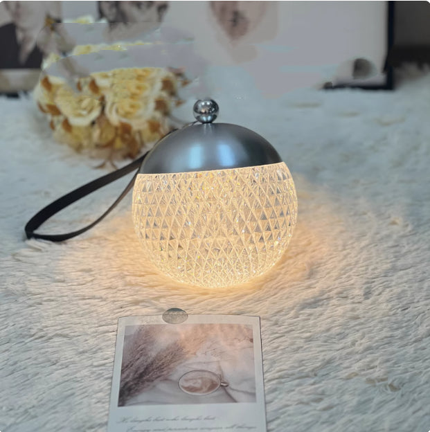 LuxeGlow Essentials portable small night lamp with modern minimalist design, dimmable for relaxing atmosphere in health and wellness spaces