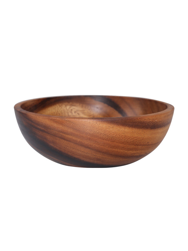 LuxeGlow Essentials wooden fruit bowl for kitchen, serving salad and food, natural wood finish, household and restaurant use