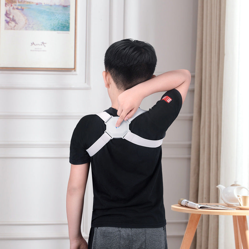 PureGlow Smart Posture Corrector worn over shoulders, designed to improve posture and provide support with adjustable straps.