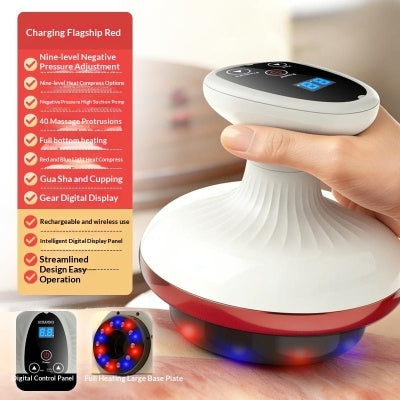 Electric Gua Sha Board by LuxeGlow Essentials for facial and body massage, cupping therapy, and abdominal relaxation.