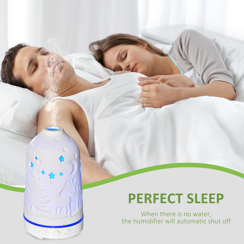 PureGlow 100ml ultrasonic aromatherapy diffuser for home use, with misting and calming essential oil scent dispersion.