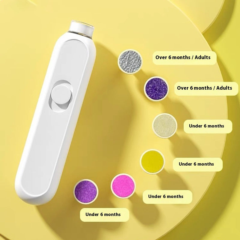 PureGlow electric baby nail trimmer with soft grinding heads, designed for safe and gentle baby nail care.