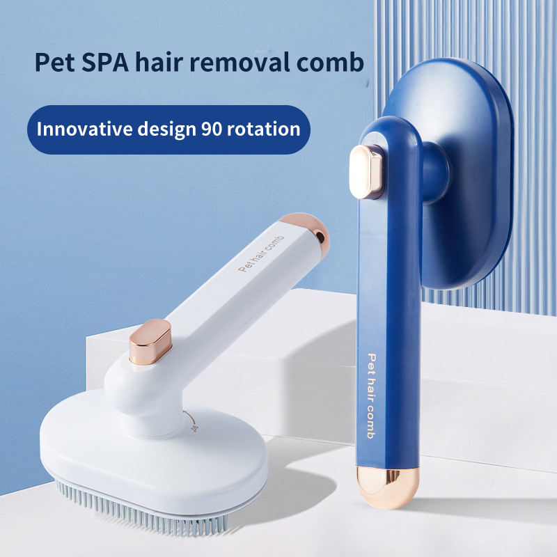 PureGlow self-cleaning pet hair brush with ergonomic handle, designed for removing pet hair from coats efficiently.