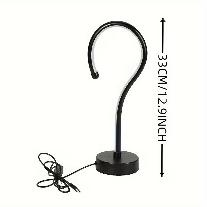 LuxeGlow Essentials 2-piece question mark shape table lamps with USB, three-color dimming, ideal for home decor and desk lighting.