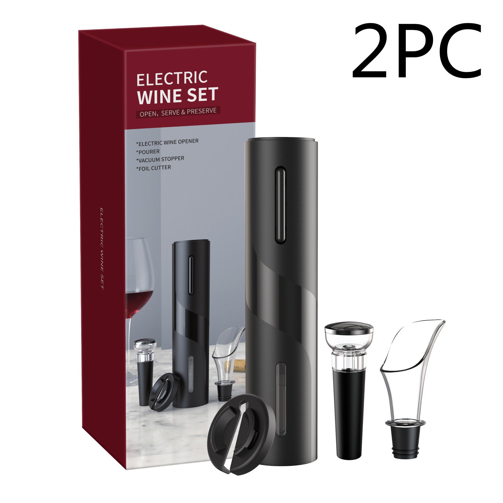 PureGlow rechargeable electric wine opener with sleek black design, perfect for effortless uncorking of wine bottles.
