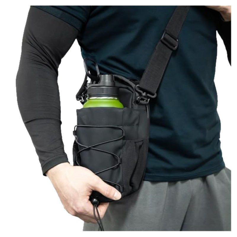 PureGlow magnetic gym water bottle bag attached to fitness accessories, designed for secure carrying during workouts.