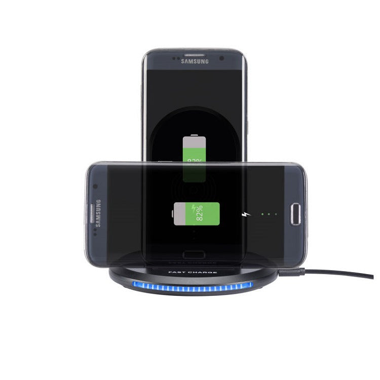 PureGlow wireless charging stand for baby care, sleek design with a soft pad for charging baby monitors or devices.