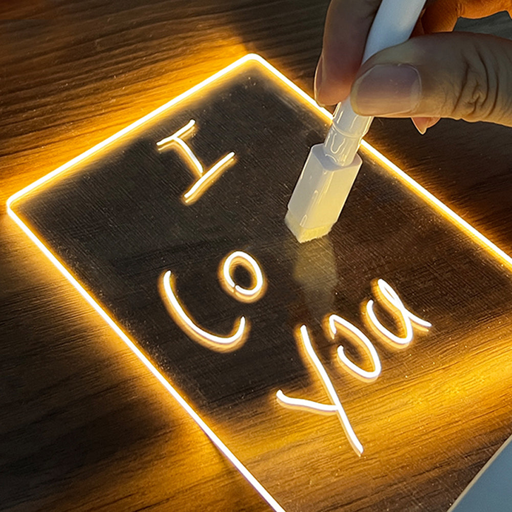 LuxeGlow Essentials creative LED night light and message board with pen, ideal for children and home decoration.
