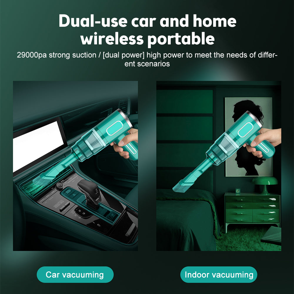 PureGlow portable car vacuum cleaner for car accessories, compact design with a power cord and hose for cleaning vehicle interiors.