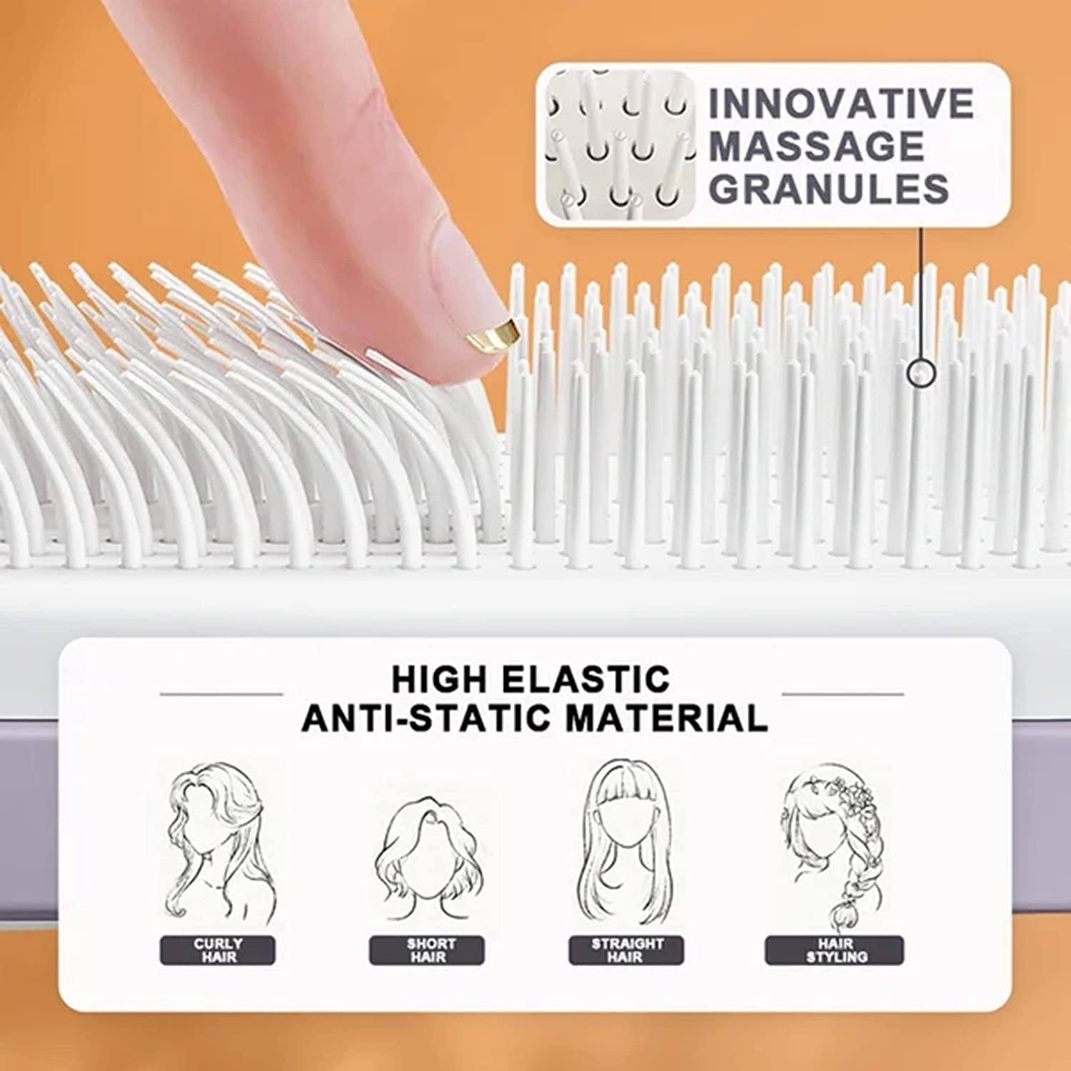 PureGlow self-cleaning 4-in-1 hair brush with ergonomic handle and detachable combs, designed for versatile hair styling and easy cleaning.