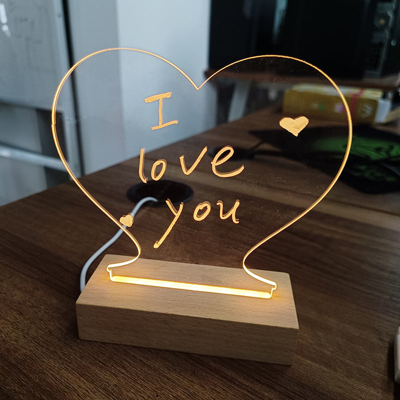 LuxeGlow Essentials creative LED night light message board with pen, ideal for home decor, holiday lighting, and gifting to children or girlfriends.