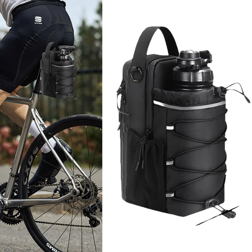 PureGlow magnetic gym water bottle bag attached to a fitness water bottle, designed for convenient workout accessory storage.