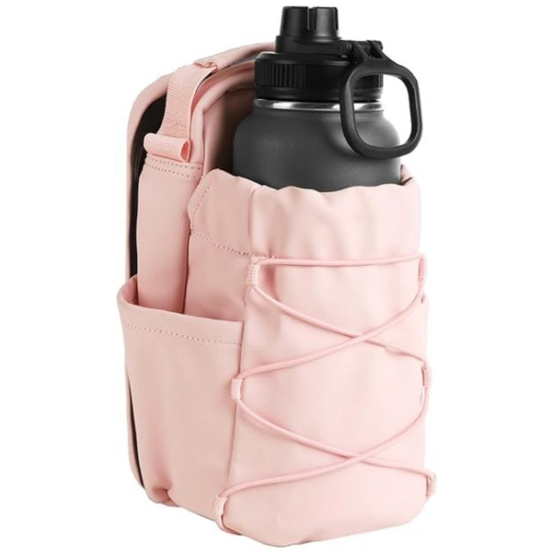 PureGlow magnetic gym water bottle bag attached to fitness accessories, showcasing convenient fitness gear storage.