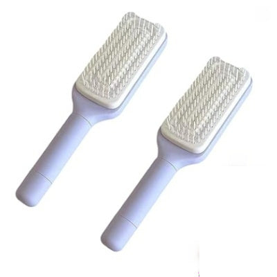 PureGlow Self-Cleaning 4-in-1 hair brush with ergonomic handle and flexible bristles for versatile hair styling and detangling.