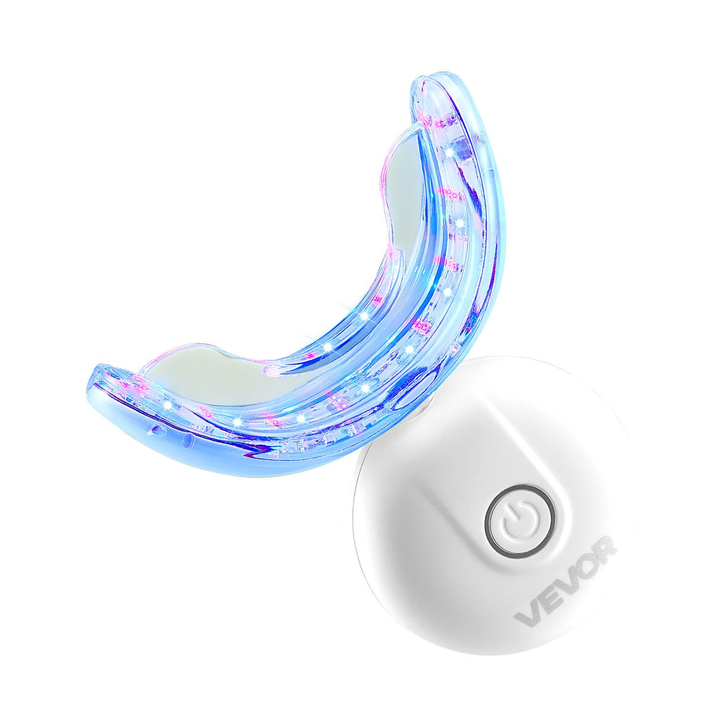 PureGlow LED teeth whitening kit with 32 accelerator lights and oral care tools for brightening teeth at home.